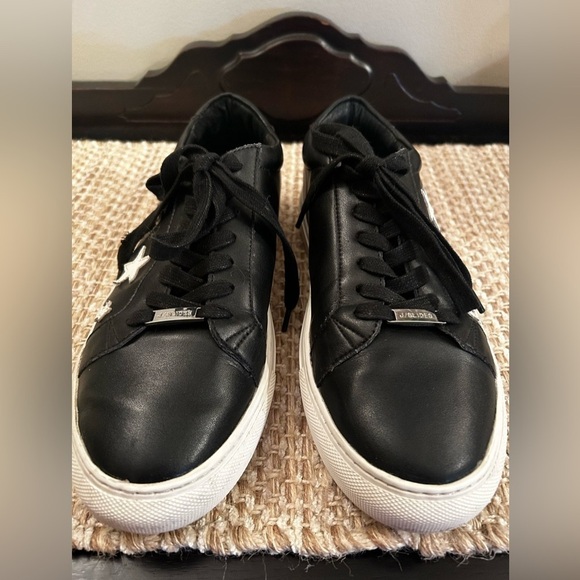 J/Slides NYC Alabama Women's Black Leather Lace Up Star Casual Sneaker Size 9 - Picture 5 of 9